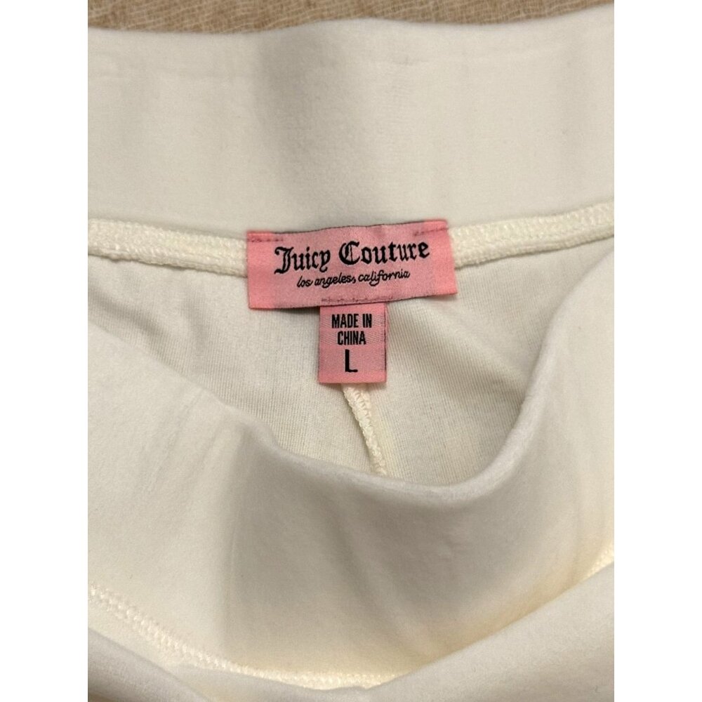 NWT Juicy Couture Womens L Velour Hoodie & Shorts Set Oyster Rhinestone Logo - Picture 7 of 11